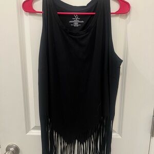 Black Fringe Tank Top. NWOT